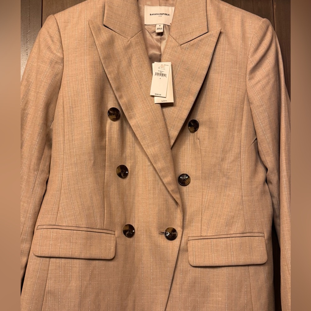 Banana Republic Tan Double-Breasted Blazer